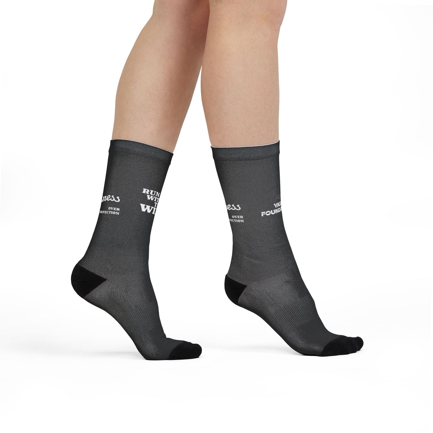 Sublimation Run With The Wind Fan Socks - Motivational Running Design, Gift for Athletes, Sportswear Accessory, Trendy Sock Gift, Fitness Apparel