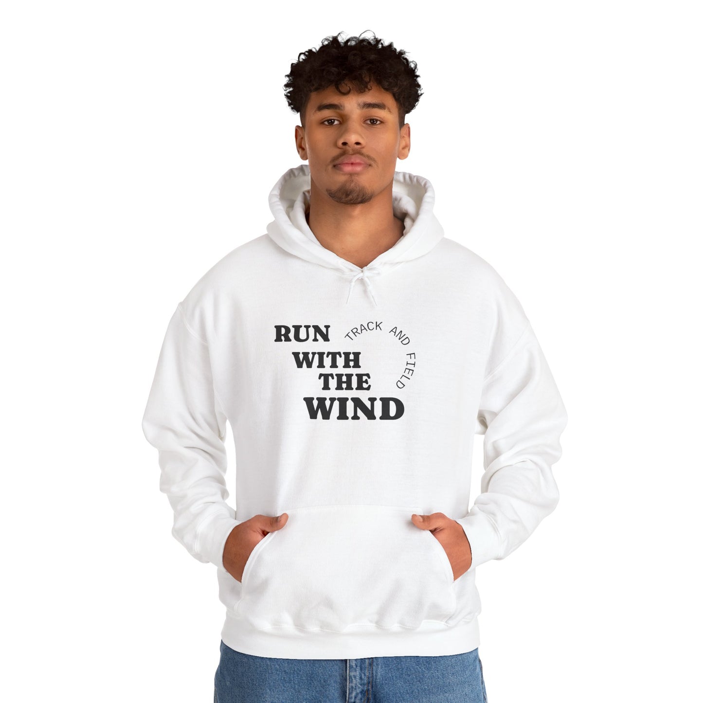 Cozy Unisex Heavy Blend™ Run With The Wind - Relaxed Track and Field Hooded Sweatshirt -