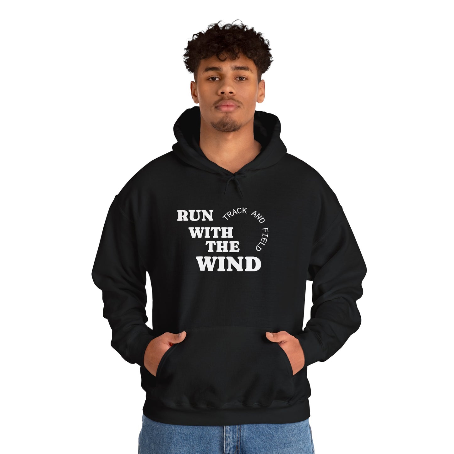 Cozy Unisex Heavy Blend™ Run With The Wind - Relaxed Track and Field Hooded Sweatshirt -