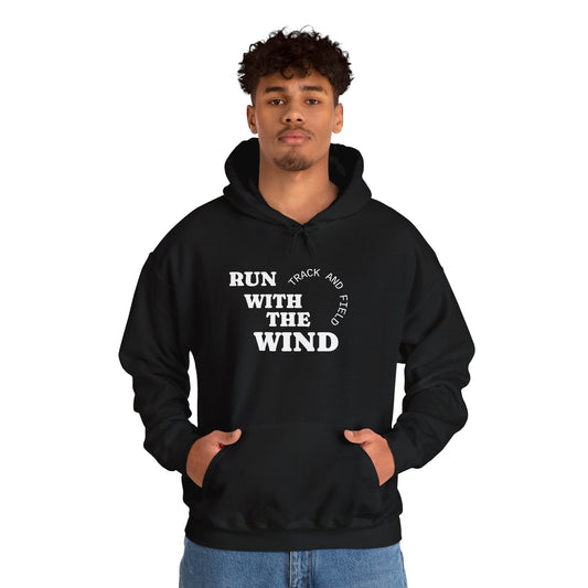 Cozy Unisex Heavy Blend™ Run With The Wind - Relaxed Track and Field Hooded Sweatshirt -