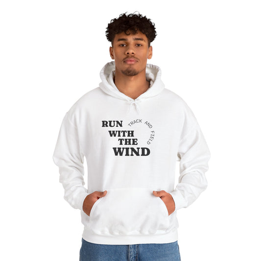 Cozy Unisex Heavy Blend™ Run With The Wind - Relaxed Track and Field Hooded Sweatshirt -
